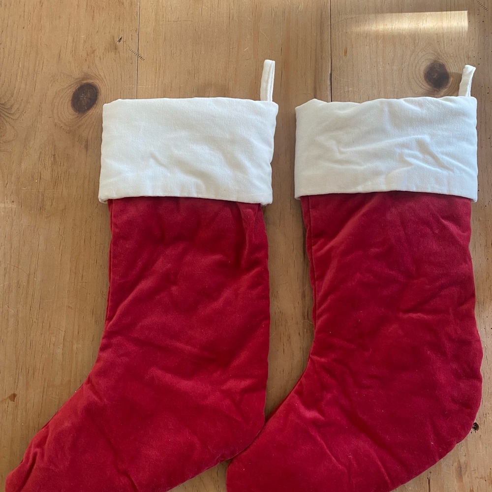 Two Pottery Barn Medium Classic Velvet Stockings